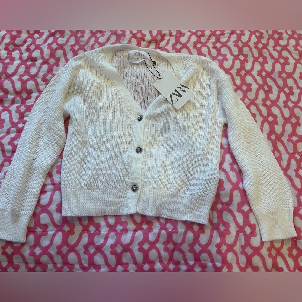 zara kids white cardigan size : 8-9